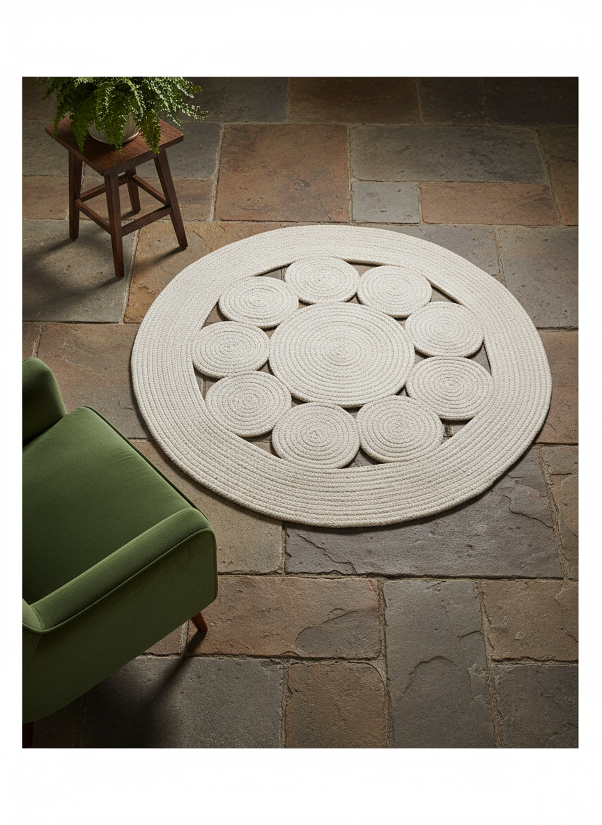 Braided Natural Jute Rug - Size: 2.8 x 2.8