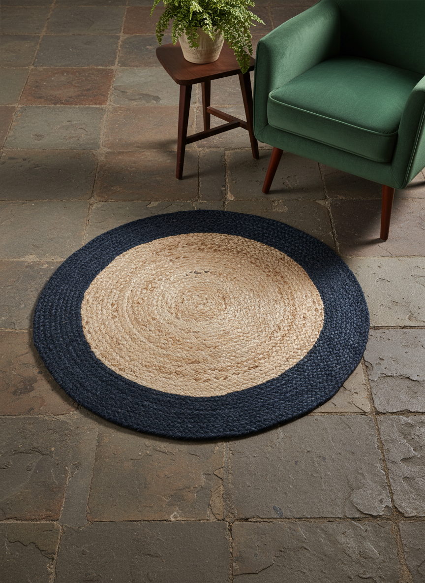 Braided Natural Round Jute Rug - Size: 2.9 x 2.9