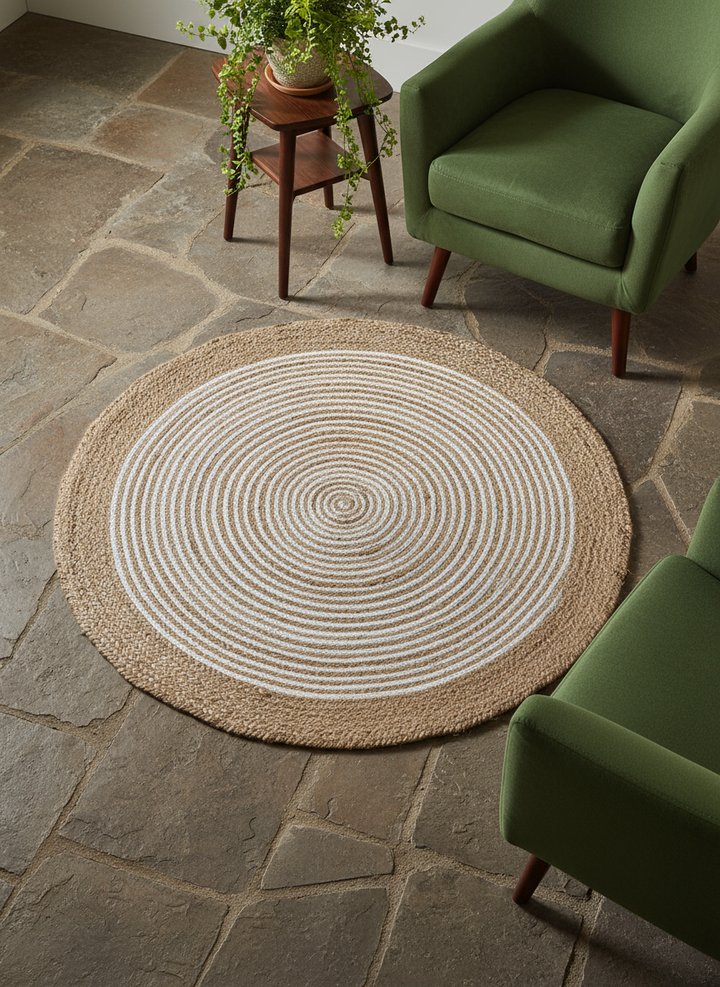 Braided Natural Jute Rug - Size: 3.10 x 3.10