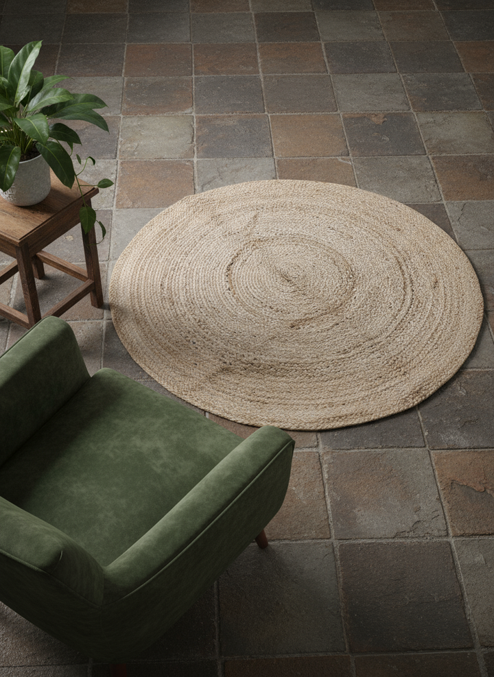 Braided Natural Jute Rug - Size: 3.5 x 3.5