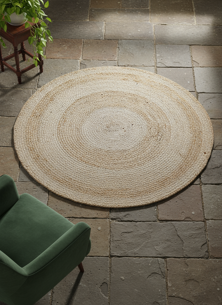 Braided Natural Jute Rug - Size: 3.9 x 3.9