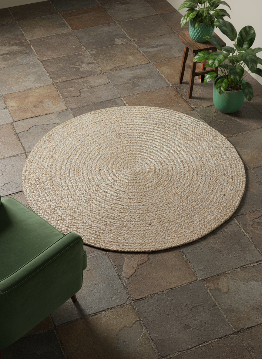Braided Natural Jute Rug - Size: 3 x 3