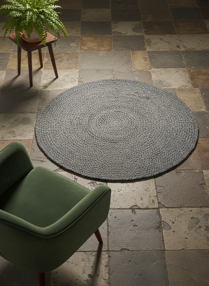 Braided Overdyed Jute Rug - Size: 3.4 x 3.4