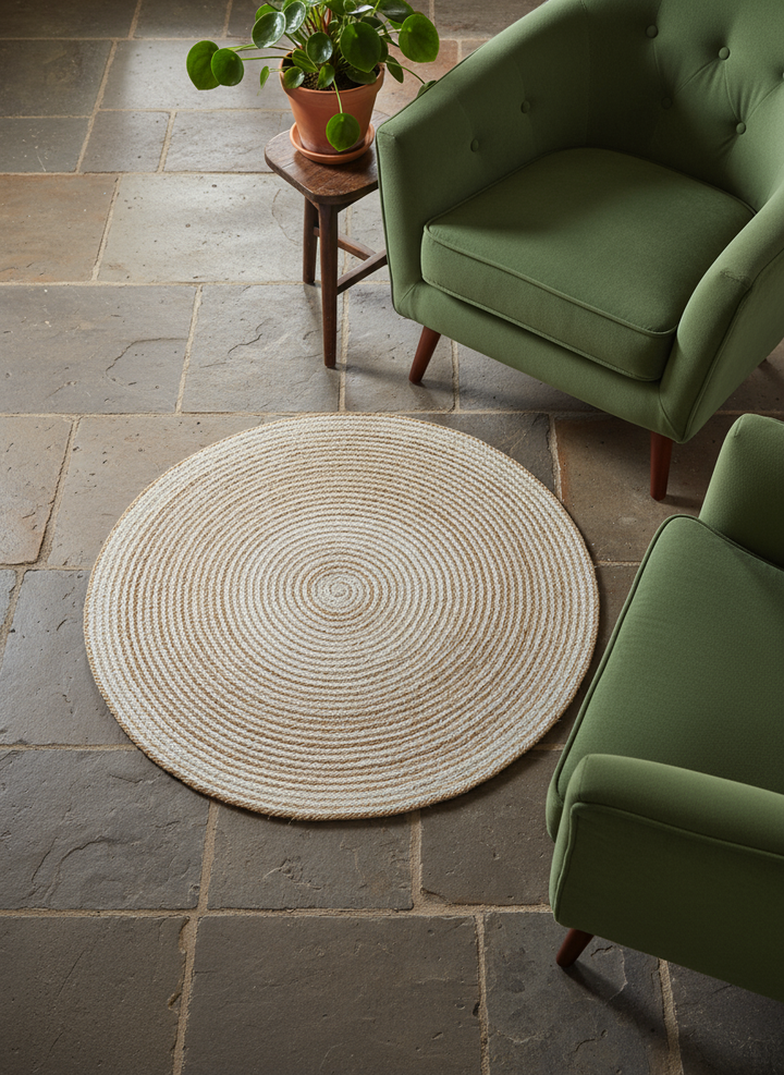 Braided Natural Round Jute Rug - Size: 3.3 x 3.3