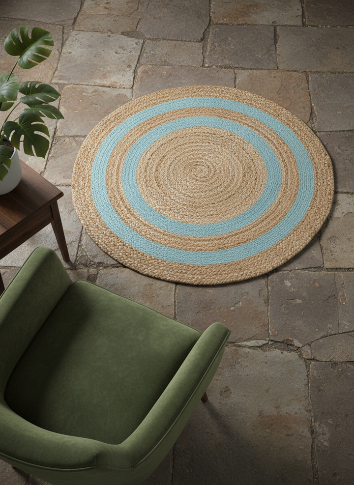 Braided Natural Round Jute Rug - Size: 3 x 3