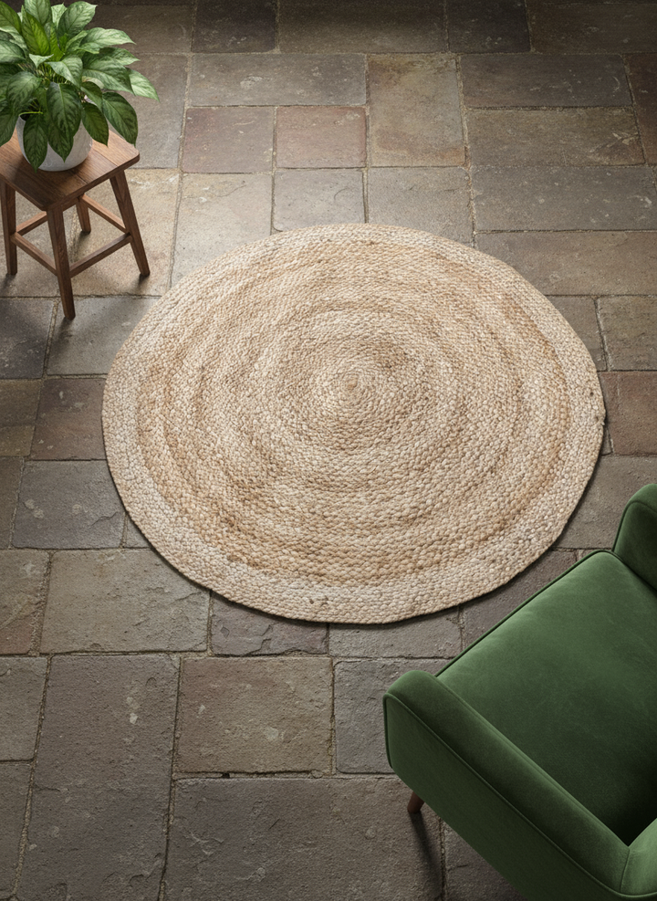 Chunky Natural Jute Rug - Size: 3 x 3