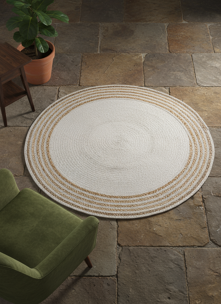 Braided Natural Round Jute Rug - Size: 3 x 3