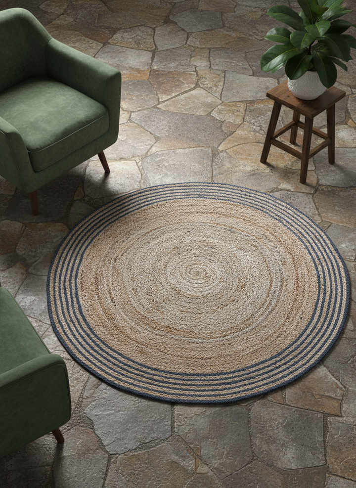 Braided Natural Round Jute Rug  - Size: 3.10 x 3.10