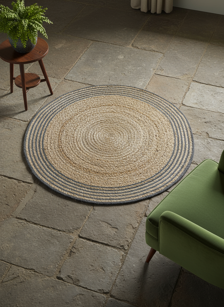 Braided Natural Jute Rug - Size: 4 x 4