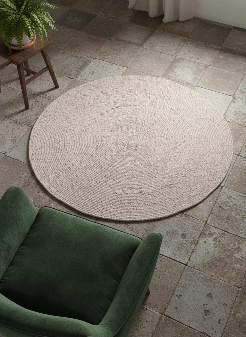 Braided Overdyed Jute Rug - Size: 4 x 4