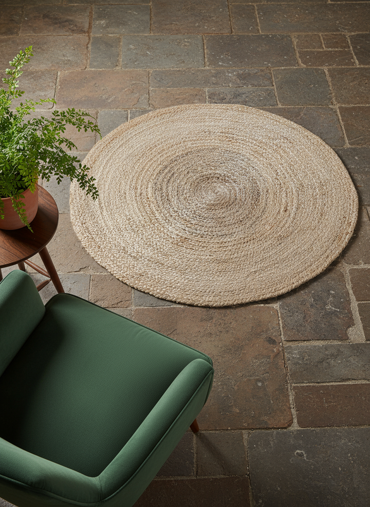 Braided Natural Jute Rug - Size: 4.1 x 4.1