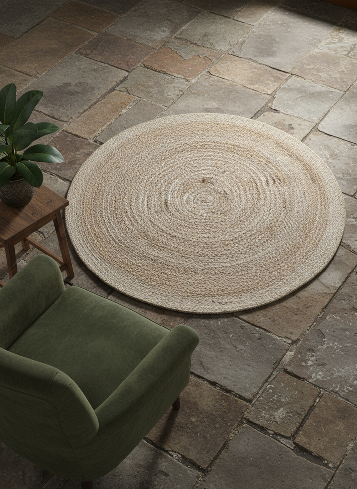 Braided Natural Jute Rug - Size: 4 x 4