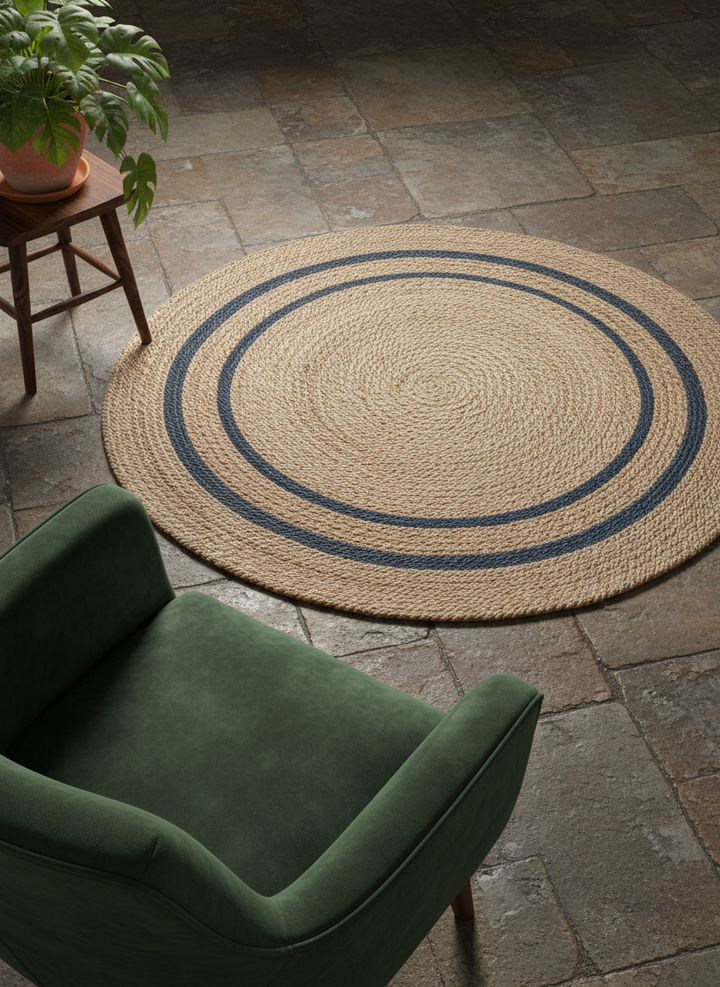 Braided Natural Jute Rug - Size: 5 x 5