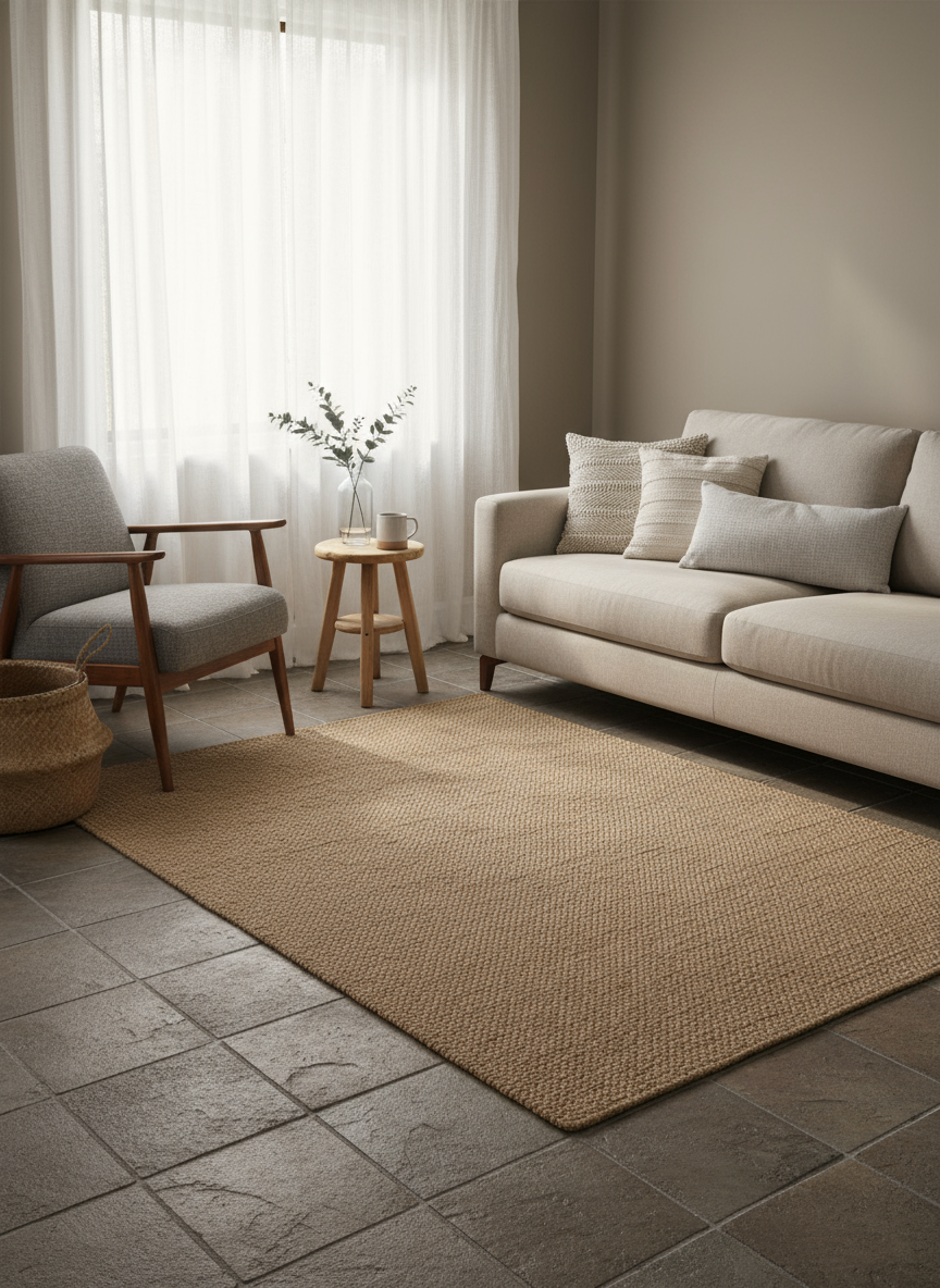 Flatweave Natural Jute Rug - Size: 7.5 x 5.6