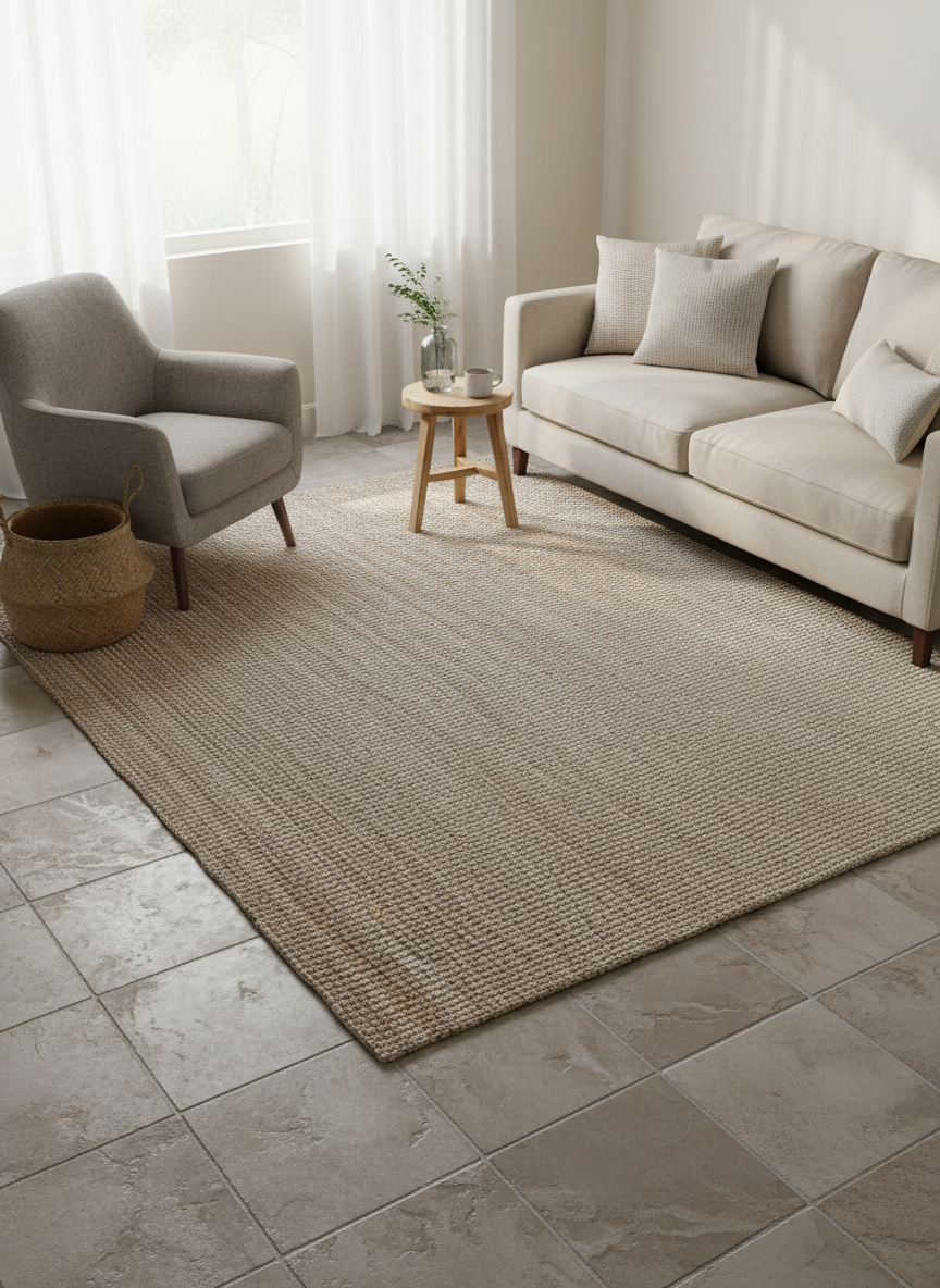 Chunky Natural Jute Rug - Size: 8.6 x 8.9