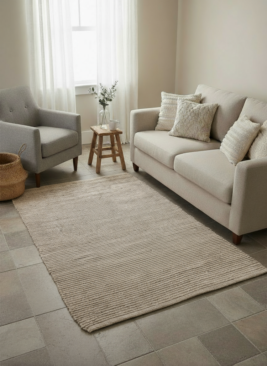 Braided Natural Jute Rug - Size: 6.6 x 4.8