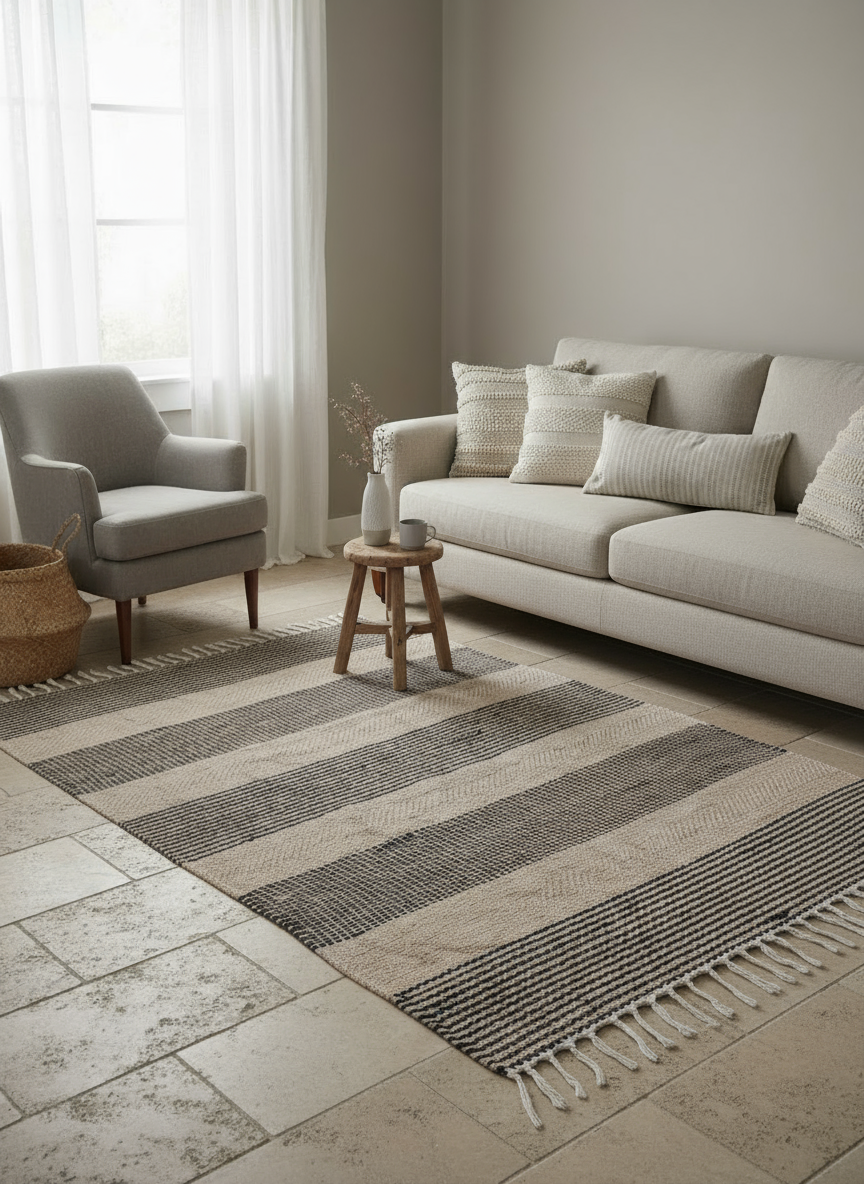 Flatweave Natural Jute Rug - Size: 6.8 x 4.6