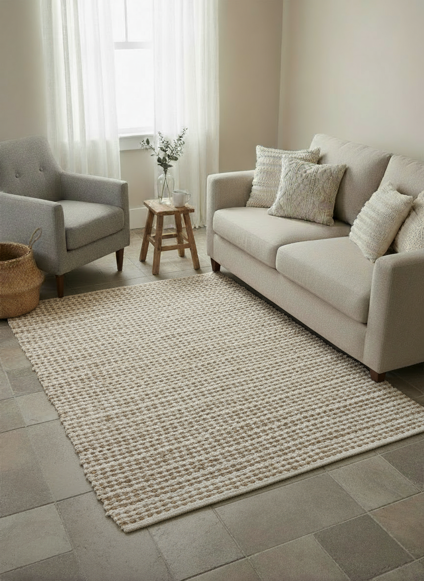 Loop Weave Natural Jute Rug - Size: 6 x 4