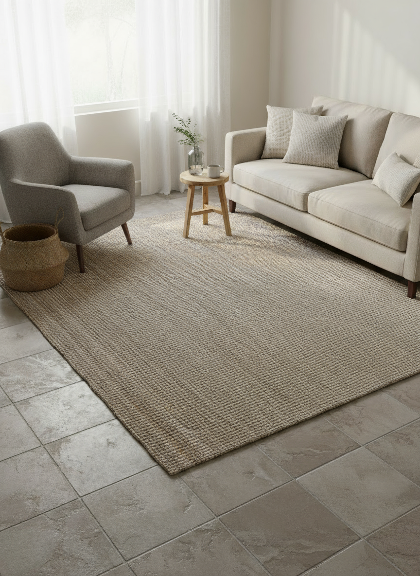 Chunky Natural Jute Rug - Size: 6.1 x 5.9