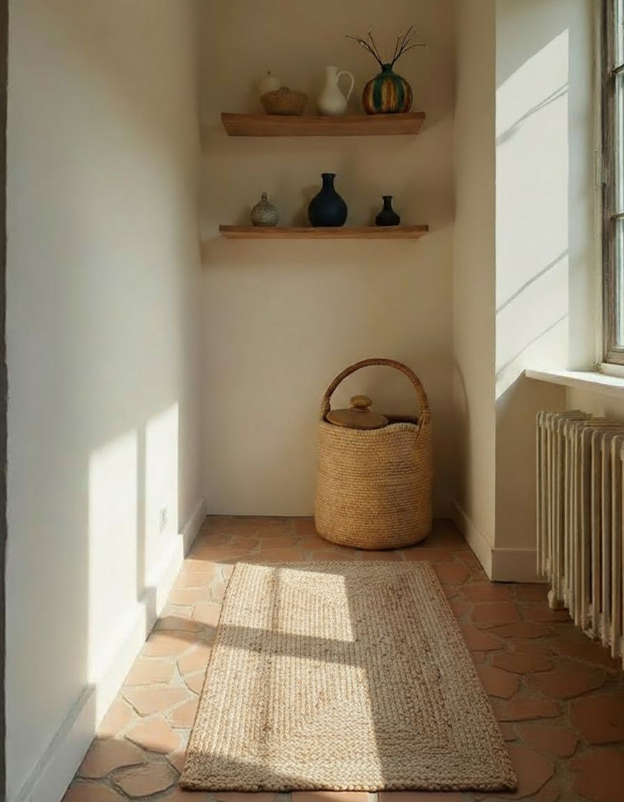 Braided Natural Jute Rug - Size: 4.9 x 2.6