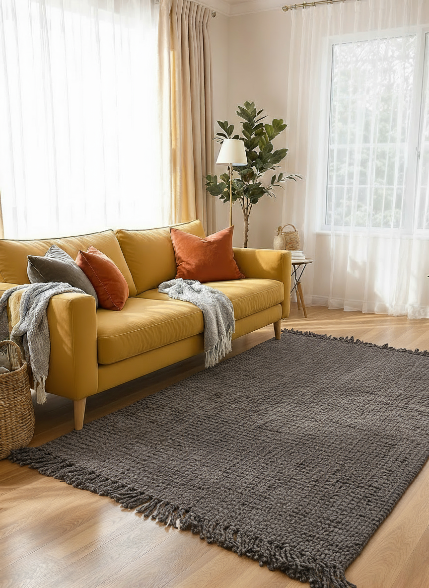 Chunky Overdyed Jute Rug - Size: 6.1 x 4