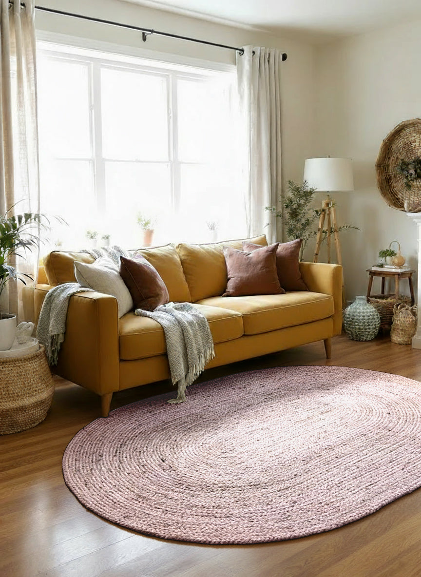 Braided Natural Jute Rug - Size: 7.10 x 5.4