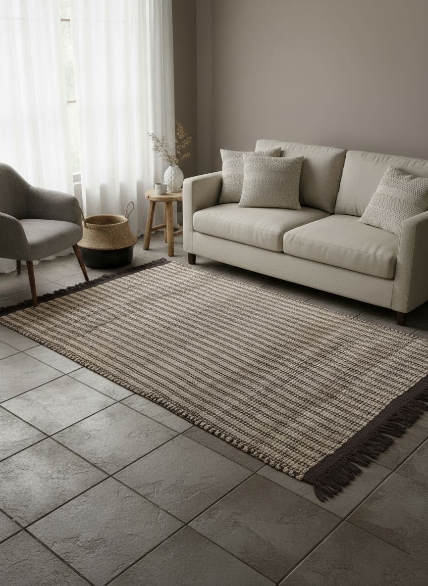 Flatweave Natural Jute Rug - Size: 8.1 x 5.1