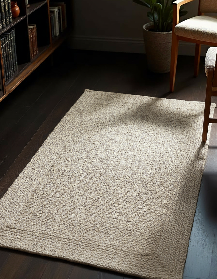 Braided Natural Jute Rug - Size: 4.3 x 2.6