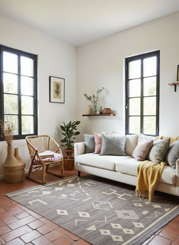 Brundra Modern Flatweave Wool Rug - Size: 9.10 x 6.8