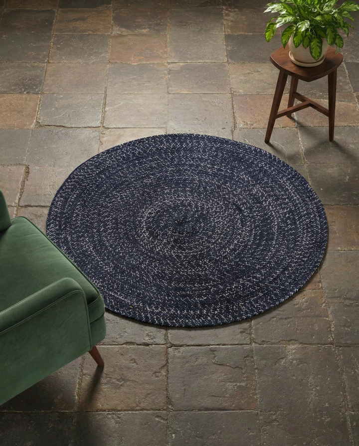 Braided Overdyed Round Jute Rug - Size: 4 x 4