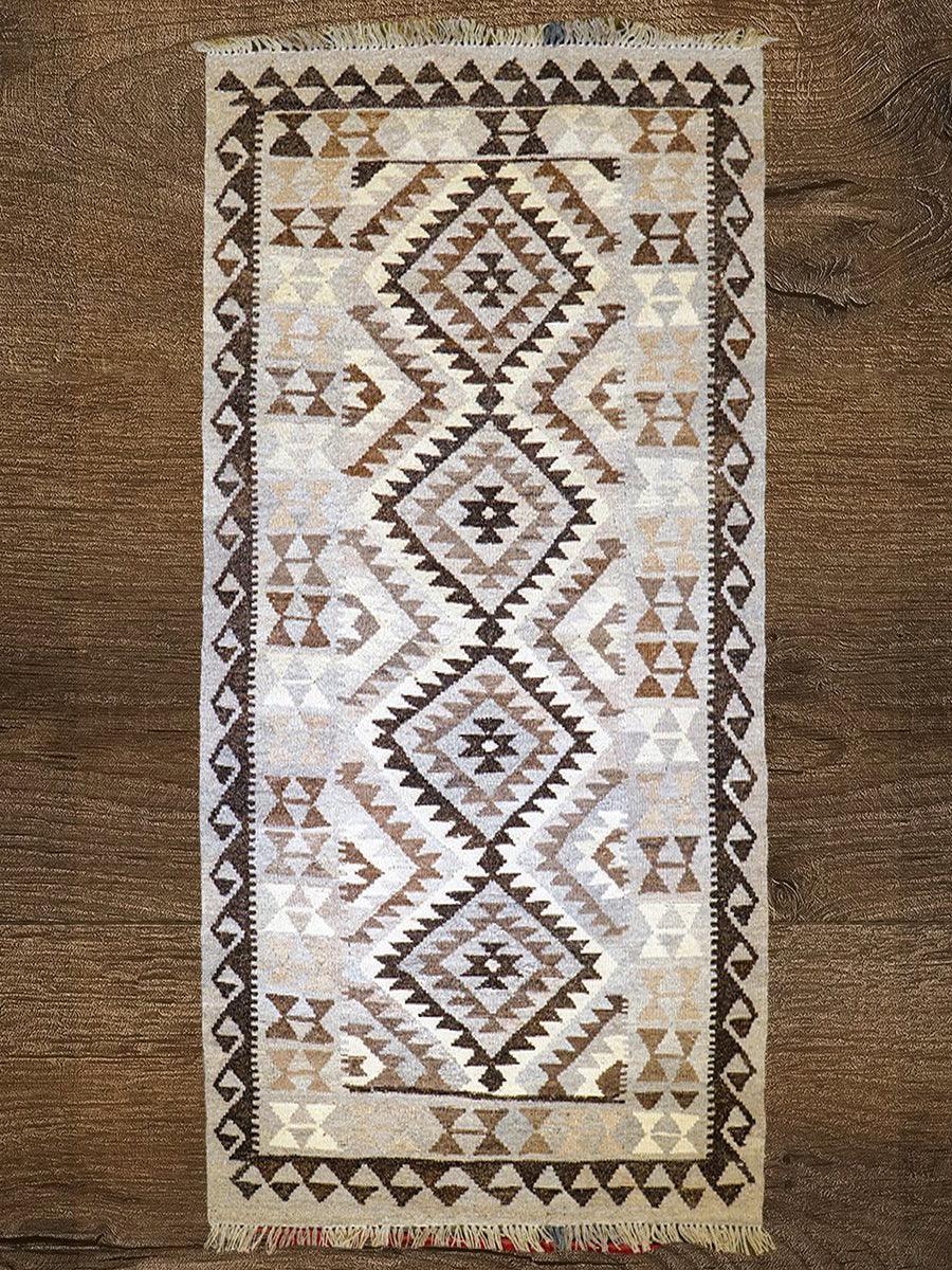 Neutral Bohemian Kilim - Size: 6.6 x 3.3