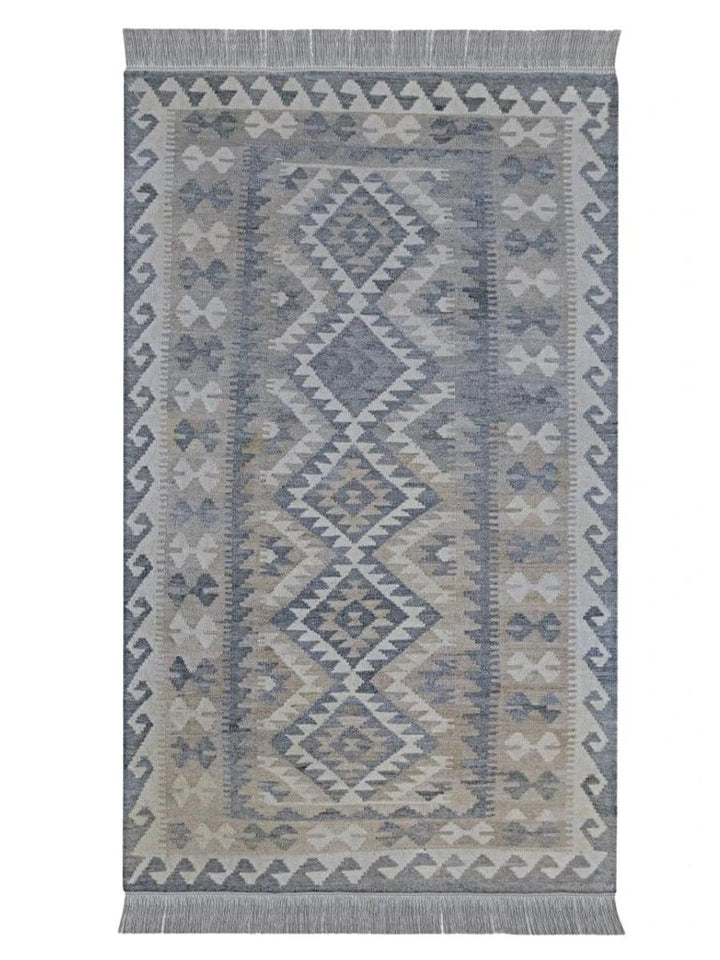 Neutral Bohemian Kilim - Size: 6.9 x 3.2