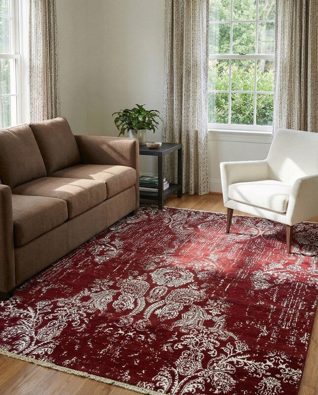 Seidenteppich mit verblassten Blumen – Größe: 9,11 x 8,3