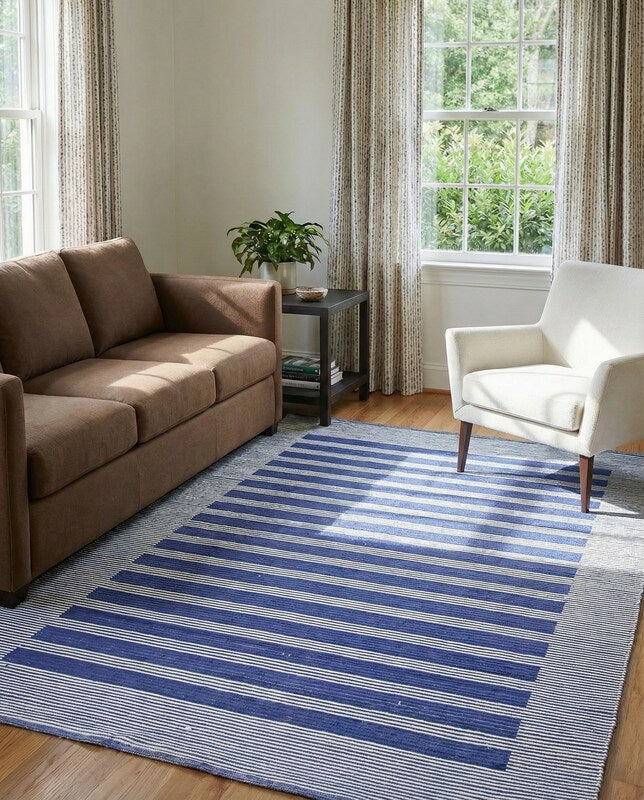 Doppelter blauer Teppich – Größe: 6,11 x 4,5