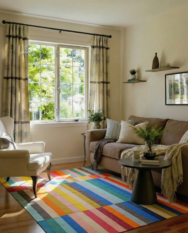 Modern Flatweave Rug - Size: 7.9 x 5.6