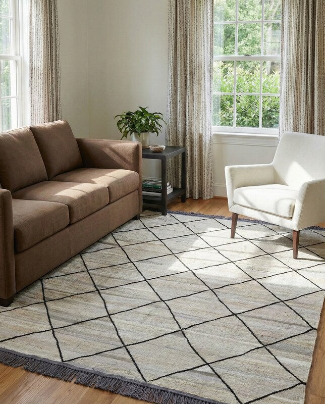 Moroccan Flatweave Rug - Size: 8.2 x 5.5