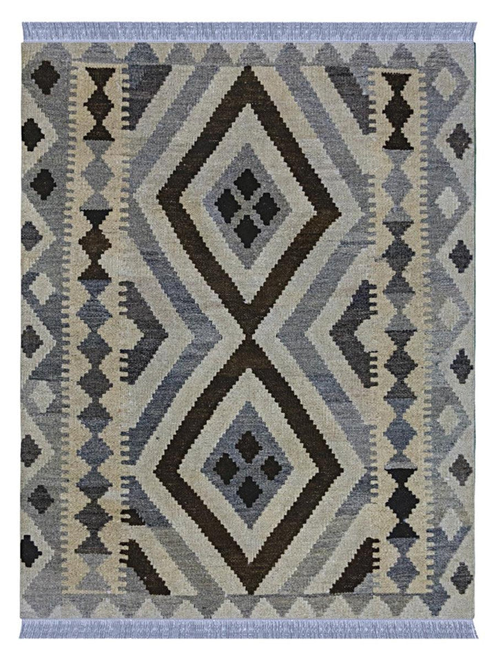 Neutral Bohemian Kilim - Size: 3.11 x 2.10