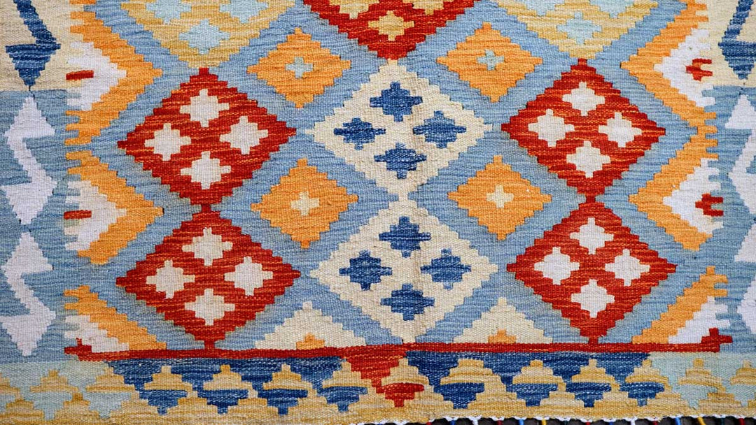 Colourful Bohemian Kilim - Size: 10.6 x 8.4 - Imam Carpet Co