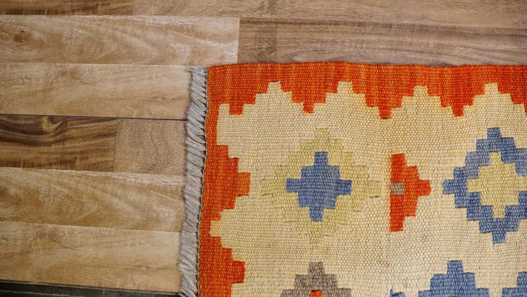 Colourful Bohemian Kilim - Size: 5.11 x 4 - Imam Carpet Co