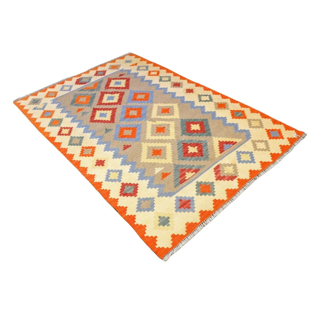 Colourful Bohemian Kilim - Size: 5.11 x 4 - Imam Carpet Co