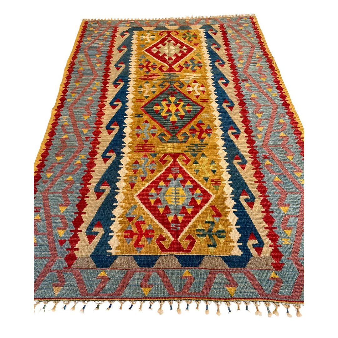 Antique Turkish Kilim - 7.3 x 4.11 - Imam Carpets - Online Shop