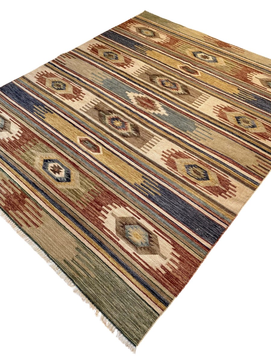 Antique Wash Afghani Kilim - Size: 7.5 x 6.2 - Imam Carpet Co. Home