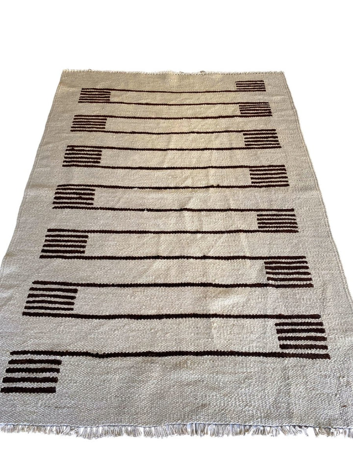 Bar Stripe Dhurrie - Size: 5.7 x 4.1 - Imam Carpet Co. Home