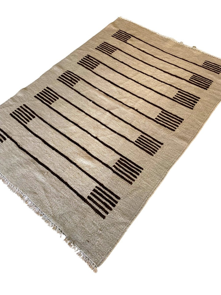 Bar Stripe Dhurrie - Size: 5.7 x 4.1 - Imam Carpet Co. Home