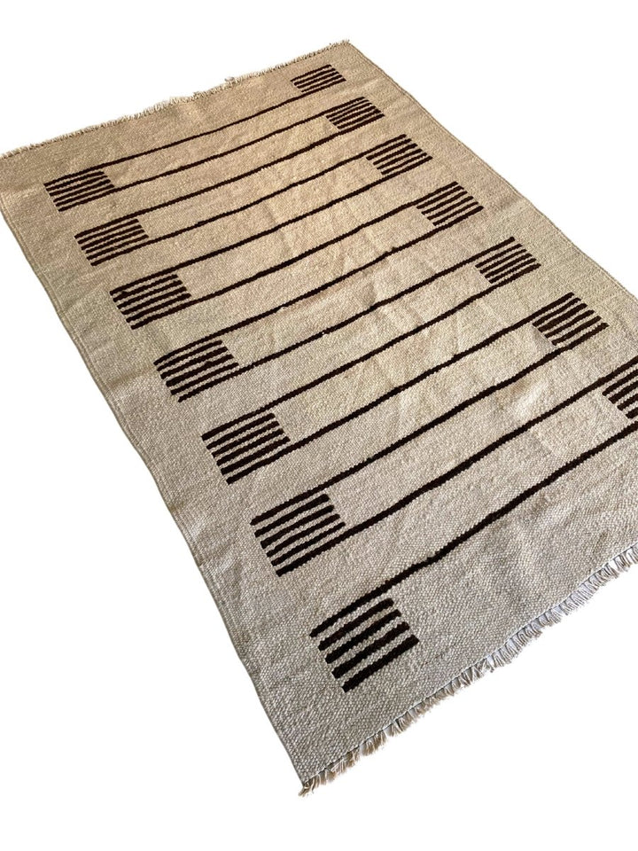 Bar Stripe Dhurrie - Size: 5.7 x 4.1 - Imam Carpet Co. Home