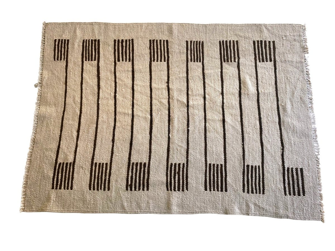 Bar Stripe Dhurrie - Size: 5.7 x 4.1 - Imam Carpet Co. Home