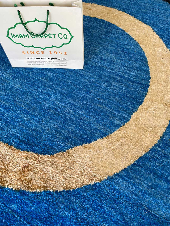 Black border round rug - size: 7' round - Imam Carpet Co. Home