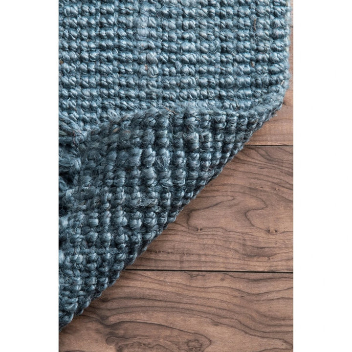 Blue Chunky Jute Runner - Size: 8.11 x 2.7 - Imam Carpets Online Store