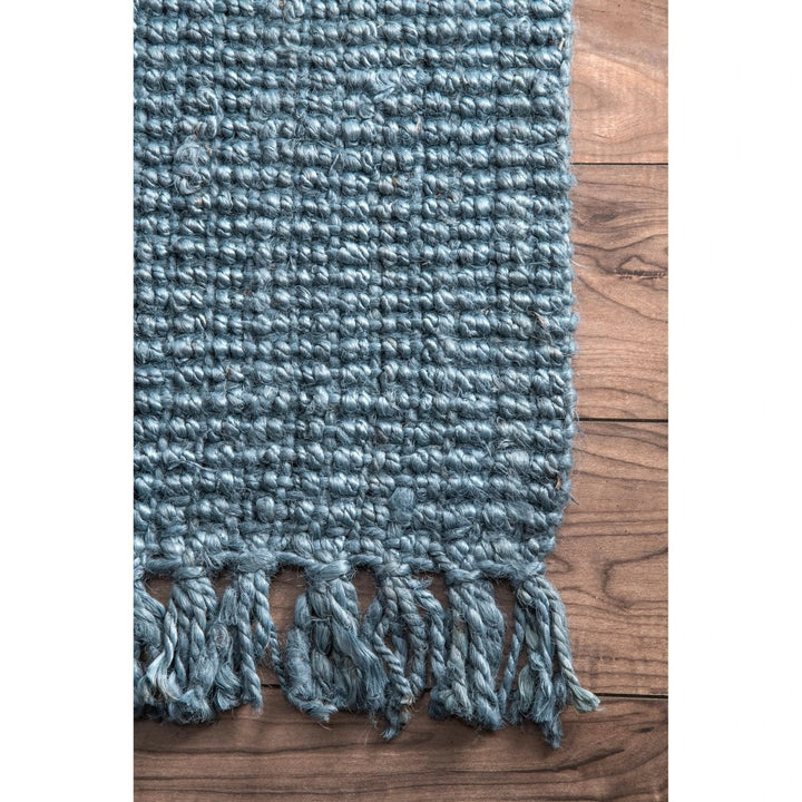 Blue Chunky Jute Runner - Size: 8.11 x 2.7 - Imam Carpets Online Store