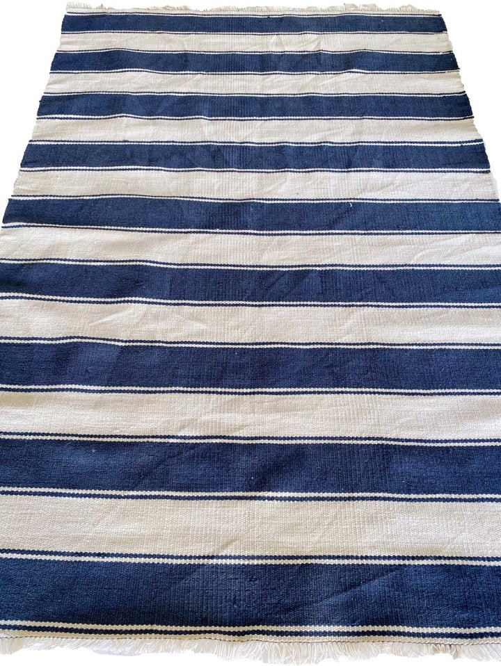 Blue Stripe Rug - Size: 7.5 x 5 - Imam Carpets Online Store